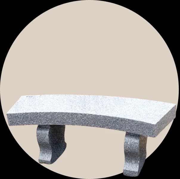 Granite Memorial Bench With Curved Seat and Harp Legs