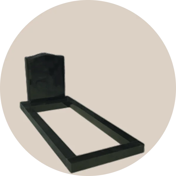 Black Granite Memorial Kerb Sets With Ogee Headstone