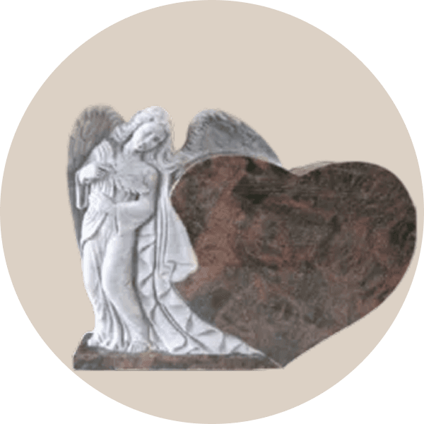Indian Aurora Statue Heart Angel Headstone