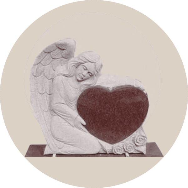 Ruby Red Granite Sculpted Angel Headstone