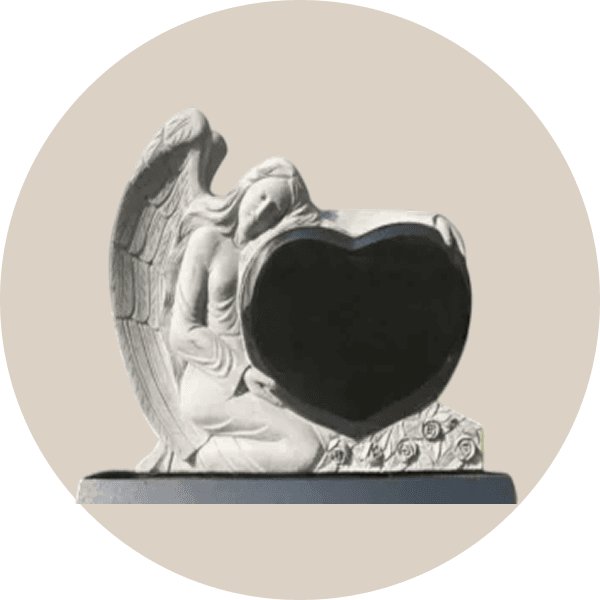 Black Granite Carved Angel Heart Headstones