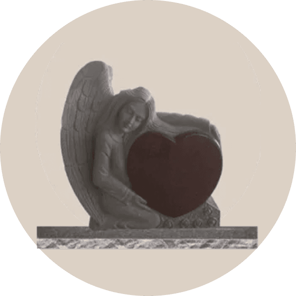 Indian Red Granite Sculpted Angel Headstone