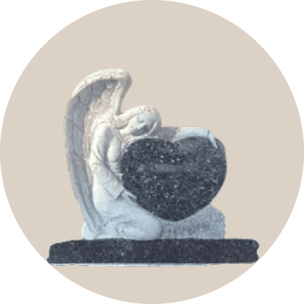 Blue Pearl Granite Sculpted Angel Heart Headstone
