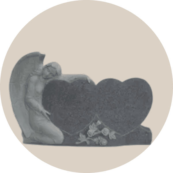 Gray Granite Sculpted Angel Double Headstone
