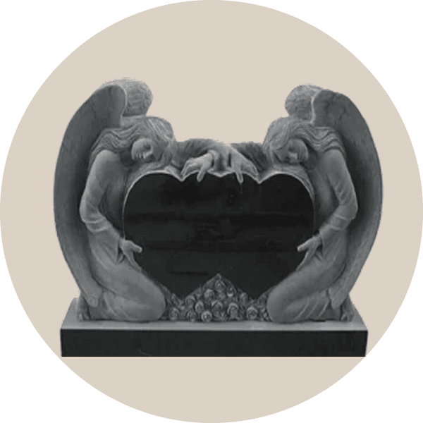 Double Sculpted Angel Companion Headstone