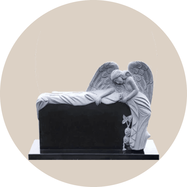 Black Granite Weeping Angel Headstone