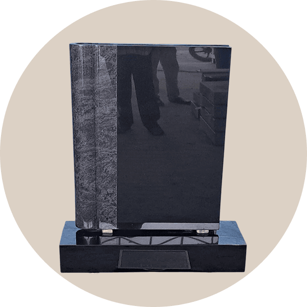 Black Granite Standing Book Headstone