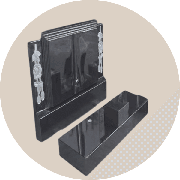 Black Granite Open Book Headstone