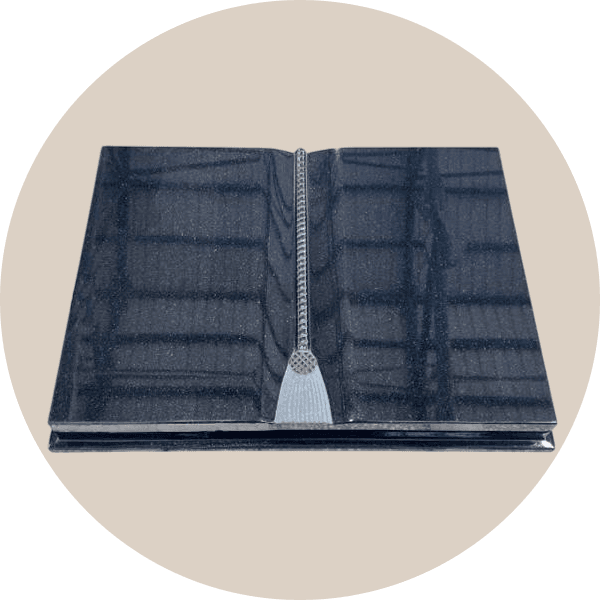 Black Granite Book Headstone Memorial