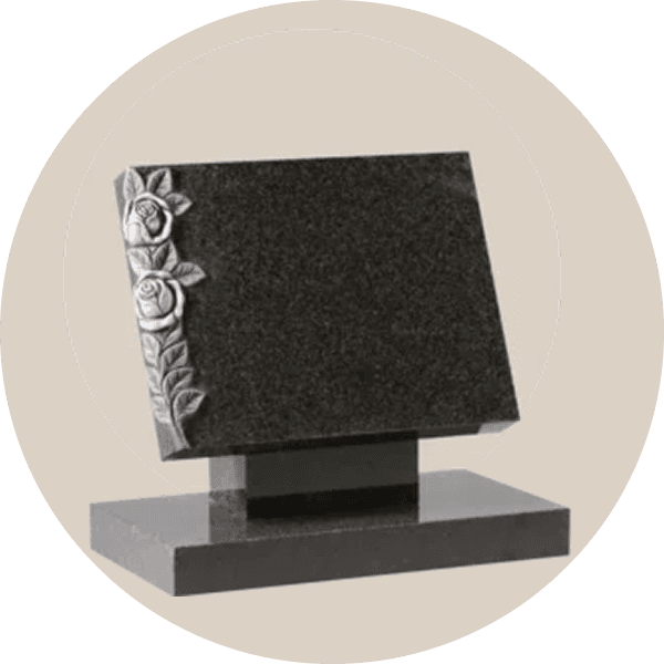 Black Rose Carved Book Memorial headstone