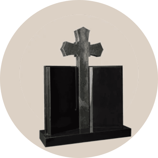 Black Book Headstone with Cross