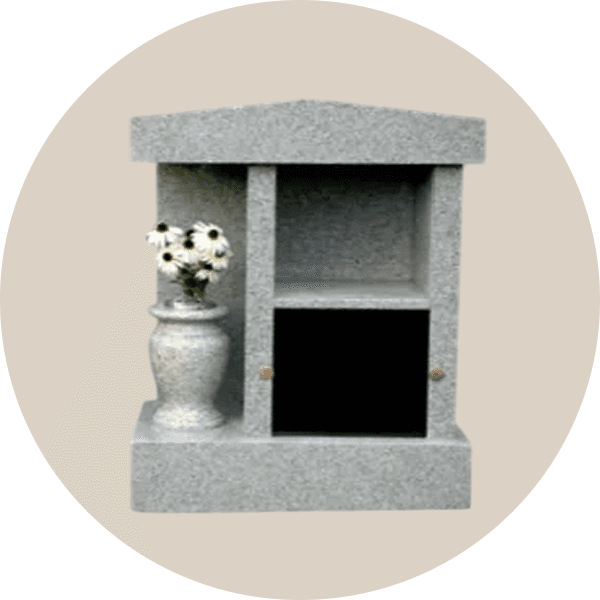 Grey Granite Personal Columbarium with Vase
