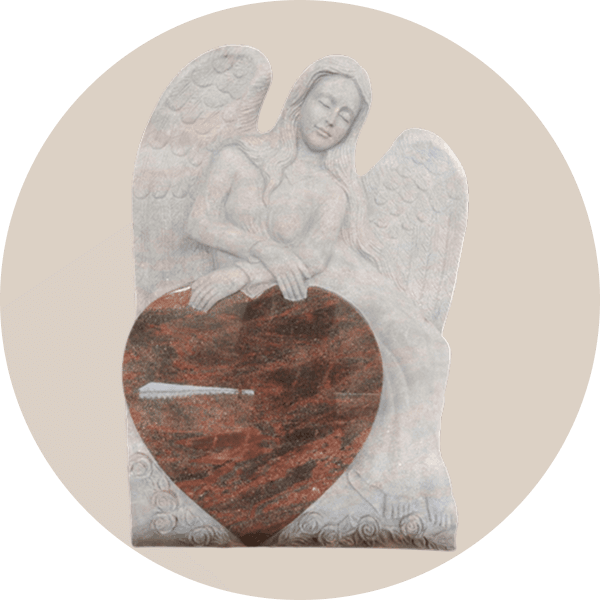 Red Heart Sculpted Angel Headstone