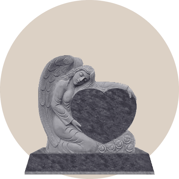 Bahama Blue Granite Sculpted Angel Heart Headstone