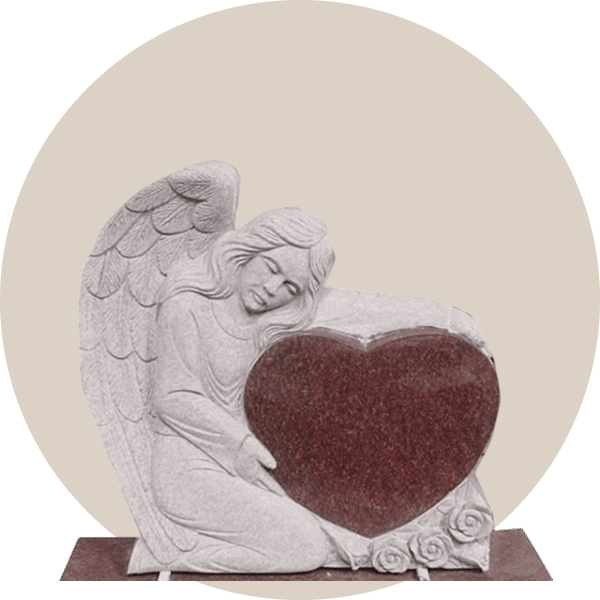Ruby Red Granite Sculpted Angel Headstone