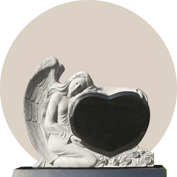 Black Granite Carved Angel Heart Headstones