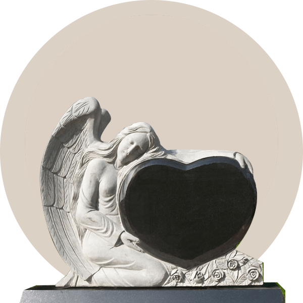 Black Granite Carved Angel Heart Headstones