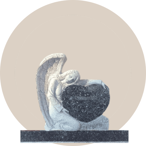 Blue Pearl Granite Sculpted Angel Heart Headstone