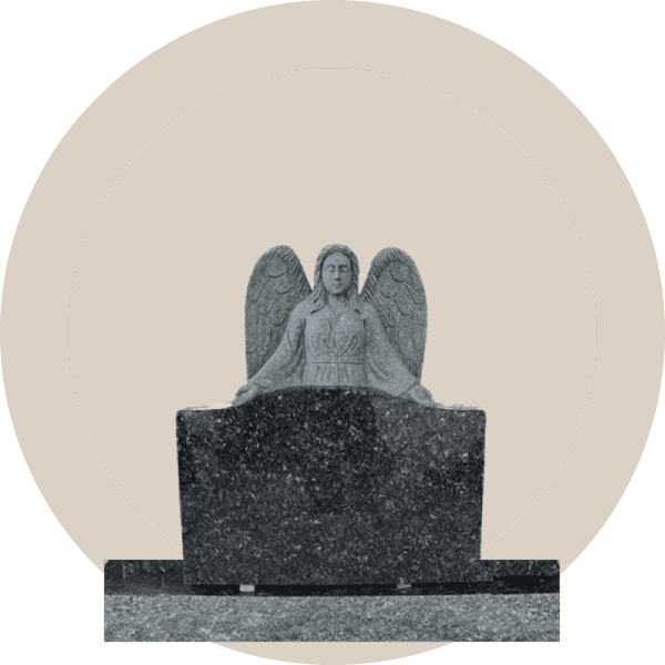 Blue Pearl Granite Upright Sculpted Angel Headstone