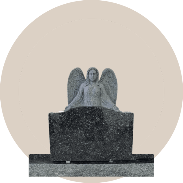 Blue Pearl Granite Upright Sculpted Angel Headstone