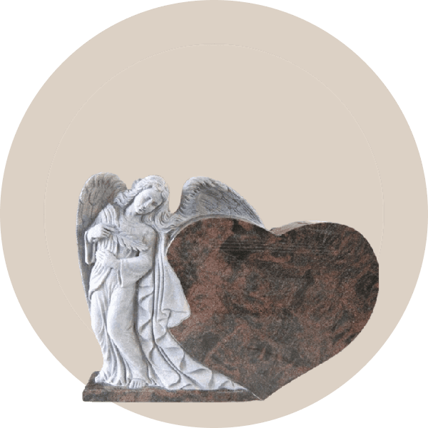 Indian Aurora Statue Heart Angel Headstone
