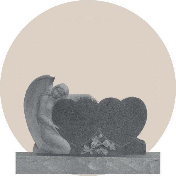 Gray Granite Sculpted Angel Double Headstone