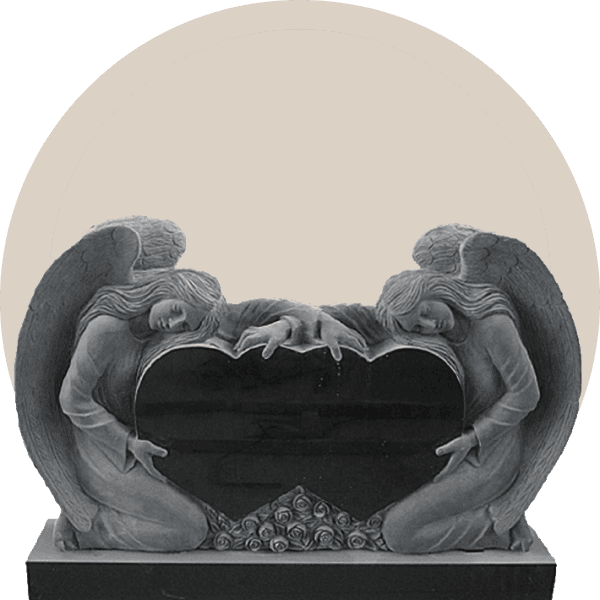 Double Sculpted Angel Companion Headstone