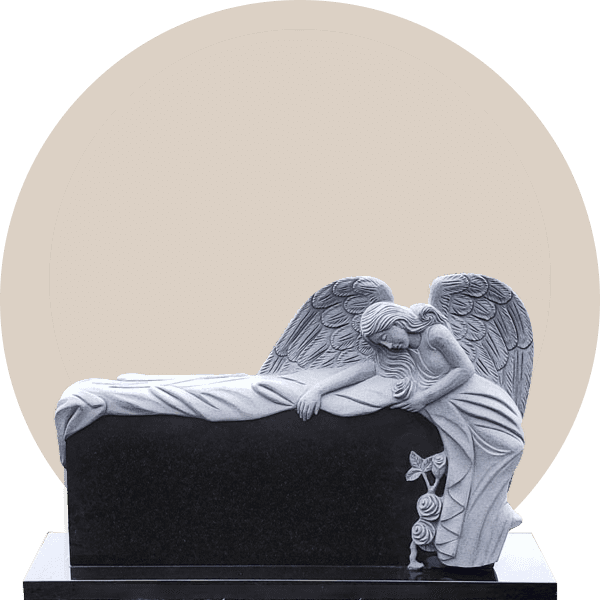 Black Granite Weeping Angel Headstone