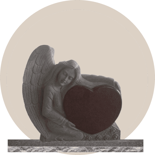 Indian Red Granite Sculpted Angel Headstone