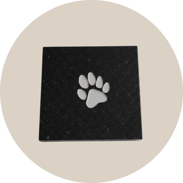 Black Flat Pet Grave Marker With Paw Print