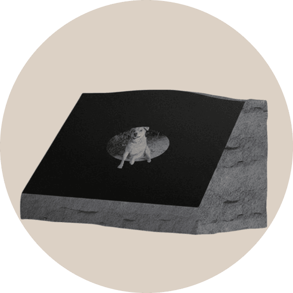 Black Granite Slant Pet Headstone