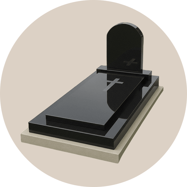 Black Granite Round Top Full Gravestone