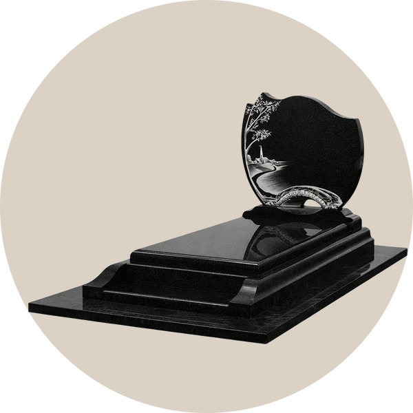 Black Granite Single Full Gravestone