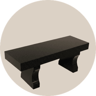 Red Granite Memorial Bench With Flat Seat and Harp Legs thumbnail