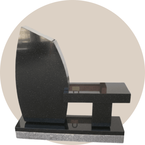 Black Granite Memorial Bench with One-Side Tablet