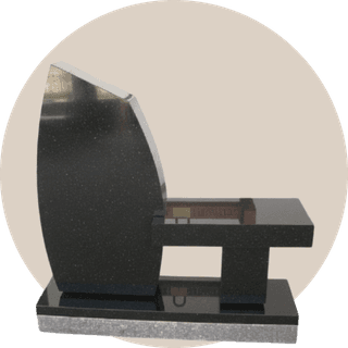 Black Granite Memorial Bench with One-Side Tablet thumbnail