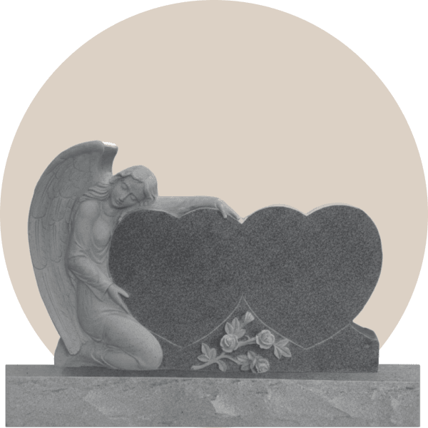 Gray Granite Sculpted Angel Double Headstone