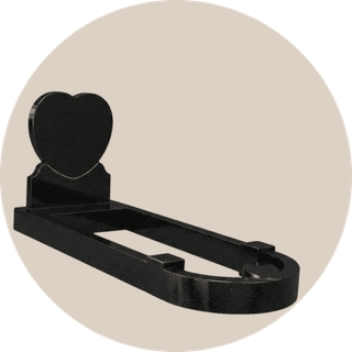 Black Granite Heart Shaped Headstone With Curved Foot Kerb Sets thumbnail