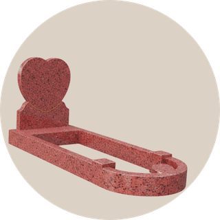 Black Granite Heart Shaped Headstone With Curved Foot Kerb Sets thumbnail