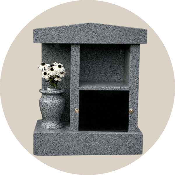 Grey Granite Personal Columbarium with Vase