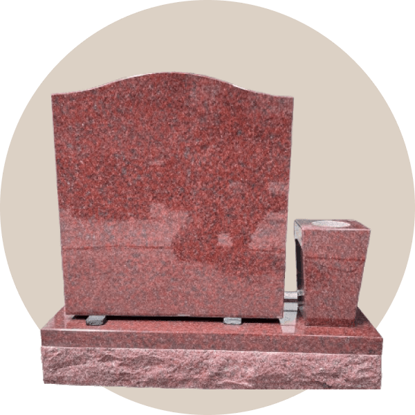 Red Granite Single Upright Headstone