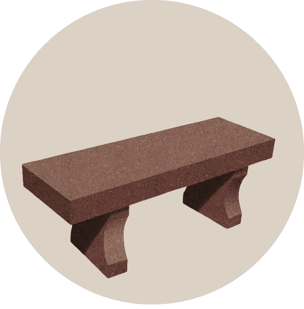Red Granite Memorial Bench With Flat Seat and Harp Legs
