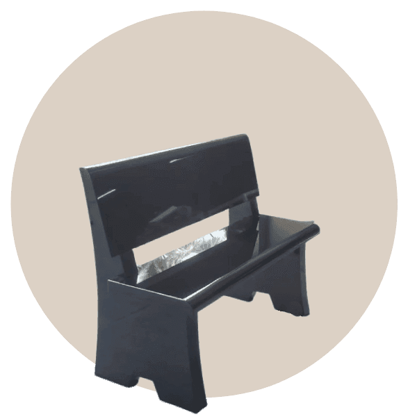 Black Granite Memorial Bench With Flat Back