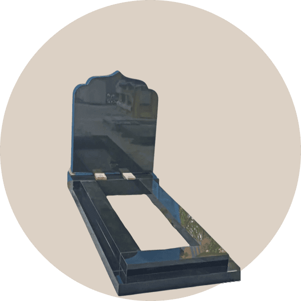 Black Granite Memorial Kerb Sets With Oval Double Shoulders