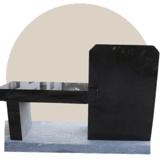 Black Granite Memorial Bench with One-Side Tablet thumbnail