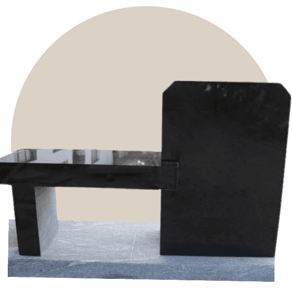 Black Granite Memorial Bench with One-Side Tablet