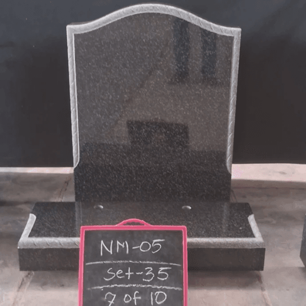 dark grey granite ogee shape headstone