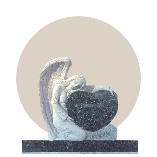 Blue Pearl Sculpted Angel Heart Headstone