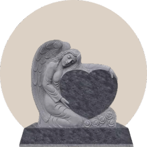 Bahama blue granite heart with angel headstone
