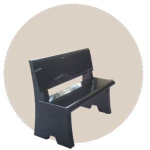 Garden memorial bench with flat back